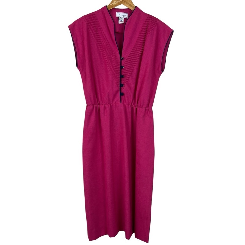 Warren Petites Vintage Pink Magenta Belted Dress Womens Size 14